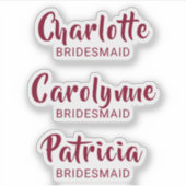 バーガンディ花嫁メイド名カスタム付きビニールシール シール (正面)