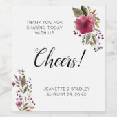 バーガンディ花応援サンキュー結婚ズ ワインラベル (シングルラベル)