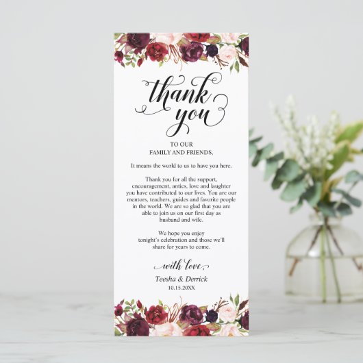 バーガンディ花模様，場所設定サンキューカード プログラム (スタンド正面)