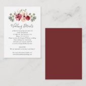 バーガンディ花結婚緑の詳細 エンクロージャーカード (正面/裏面)