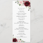 バーガンディ花、ピンクの花、結婚式 プログラム (裏面)