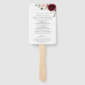 バーガンディ花、ピンクの花、結婚式 プログラム ハンドファン (裏面)