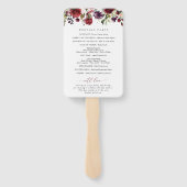 バーガンディ花、ピンクの花、結婚式 プログラム ハンドファン (裏面)