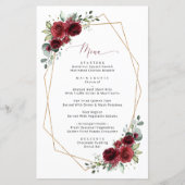 バーガンディ花、赤い花、ブライダルシャワーメニュー (正面)