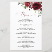 バーガンディ花、赤い花、ブライダルシャワーメニュー (正面)