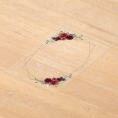 バーガンディ花、赤い花、ブライダルシャワー アクリル招待状 (レイダウン)