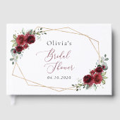 バーガンディ花、赤い花、ブライダルシャワー ゲストブック (正面)