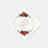 バーガンディ花、赤い花、ブライダルシャワー スタンダードカクテルナプキン (角)