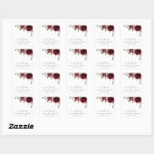 バーガンディ花，赤い花，ボホ，ブライダルシャワー スクエアシール (シート)