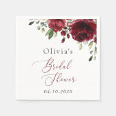 バーガンディ花,赤い花,ボホ,ブライダルシャワー スタンダードカクテルナプキン (正面)