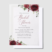 バーガンディ花，赤い花，ボホ，ブライダルシャワー ベラム紙招待状 (オフセット)