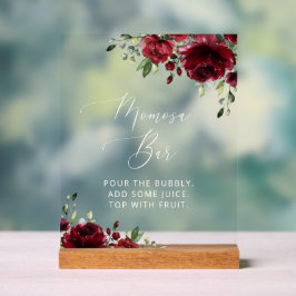 バーガンディ花,赤い花,ボホ,桃佐バー アクリルサイン