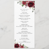 バーガンディ花、赤い花、結婚式 プログラム (裏面)