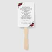 バーガンディ花、赤い花、結婚式 プログラム ハンドファン (裏面)