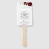 バーガンディ花、赤い花、結婚式 プログラム ハンドファン (裏面)