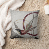 バーガンディ芸術的ハミングバード クッション (ブランケット)