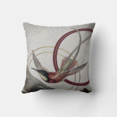 バーガンディ芸術的ハミングバード クッション (裏面)