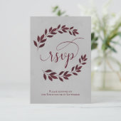 バーガンディ葉ローレルのウェディング 出欠カード (スタンド正面)