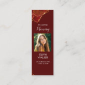 バーガンディ葬儀しおり、葬儀記念カード スキニー名刺 (正面)