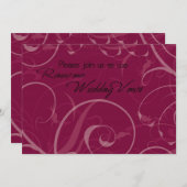 バーガンディ誓願更新式招待状カード 招待状 (正面/裏面)