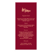 バーガンディ誕生日プログラムディナーメニューカード ラックカード (裏面)