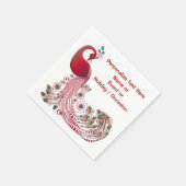 バーガンディ赤い孔雀がパーソナライズまたはカスタマイズパーソナライズ スタンダードカクテルナプキン (角)