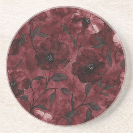 バーガンディ赤い花 コースター