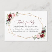 バーガンディ赤い花、ピンクの花、ベビー用の本 エンクロージャーカード (正面)