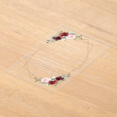 バーガンディ赤い花、ピンクの花、甘い16 アクリル招待状 (レイダウン)