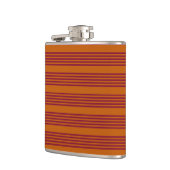 バーガンディ赤と燃えたオレンジの5つのストライプパターン。 フラスク (左)
