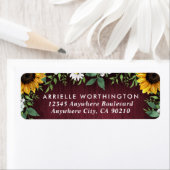 バーガンディ赤ひまわり結婚の緑の住所 ラベル (インサイチュ)