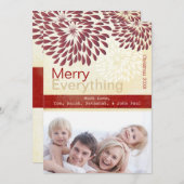 バーガンディ赤アイボリーメリーすべてフォトカード シーズンカード (正面/裏面)