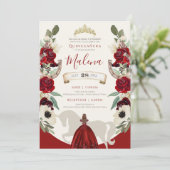 バーガンディ赤エレガント水カラーチャロキンセニェラ 招待状 (スタンド正面)