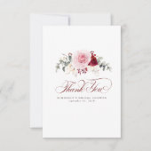 バーガンディ赤エレガント花少しお礼 サンキューカード (正面)