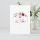 バーガンディ赤エレガント花少しお礼 サンキューカード (スタンド正面)