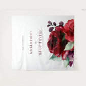 バーガンディ赤バラの花結婚のタペストリー タペストリー (正面(横))