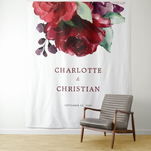 バーガンディ赤バラの花結婚のタペストリー タペストリー (インサイチュ)