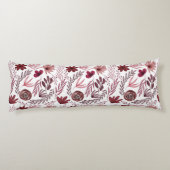 バーガンディ赤フローラの葉花葉の花 ボディピロー (裏面)