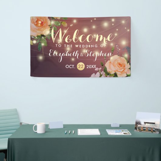 バーガンディ赤フローラストリングラ結婚イトのバナー 横断幕 (トレードショー)