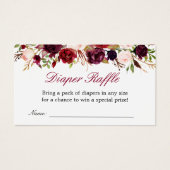 バーガンディ赤フローラ赤ちゃんシャワーおむつラッフル (正面)