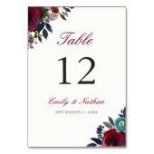バーガンディ赤水カラーフローラテーブル番号カード テーブルナンバー (裏面)