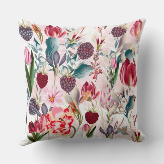 バーガンディ赤素朴い花フローラ自然 クッション (裏面)