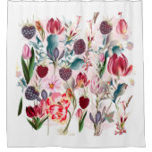 バーガンディ赤素朴い花フローラ自然 シャワーカーテン (正面)