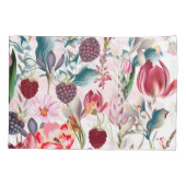 バーガンディ赤素朴い花フローラ自然 枕カバー (裏面)