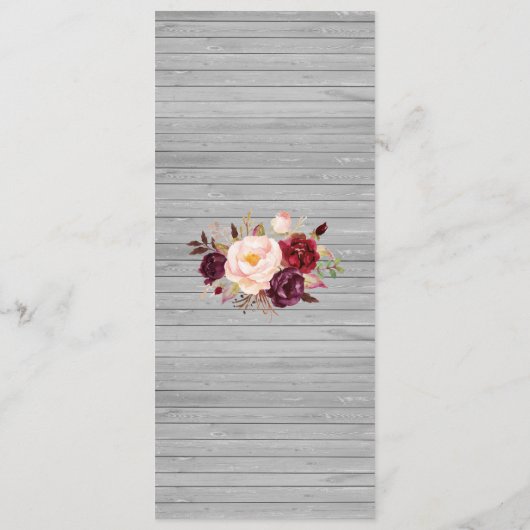 バーガンディ赤素朴フローラ縁どピンク結婚ズ メニュー (裏面)