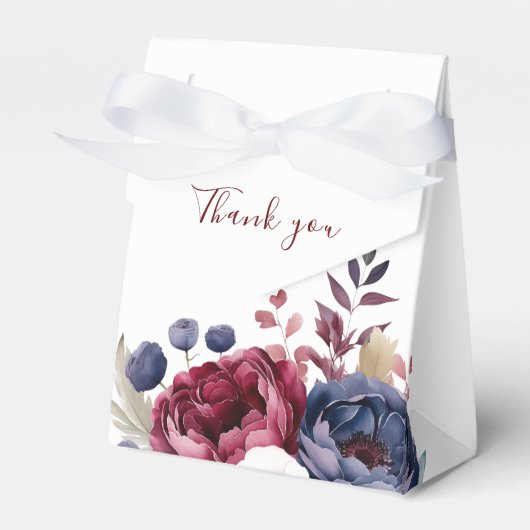 バーガンディ赤赤面ピンクフローラ水色結婚の フェイバーボックス (正面サイド)