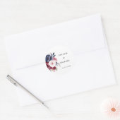 バーガンディ赤赤面ピンクフローラ水色結婚の ラウンドシール (封筒)