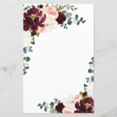 バーガンディ赤赤面ピンク結婚金ゴールドのメニューカード (裏面)