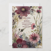 バーガンディ赤赤面緑結婚園 招待状 (正面)