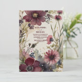 バーガンディ赤赤面緑結婚園 招待状 (スタンド正面)